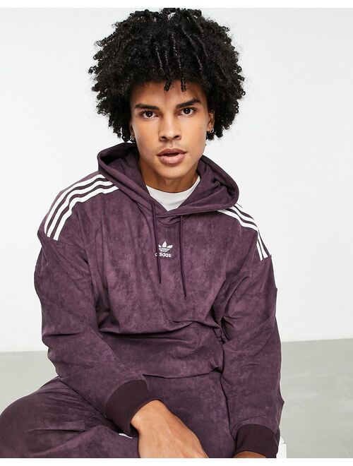 adidas Originals adicolor three stripe hoodie in purple