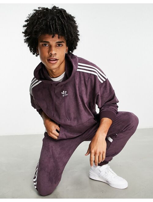 adidas Originals adicolor three stripe hoodie in purple