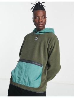 Sports Utility hooded fleece in olive and blue