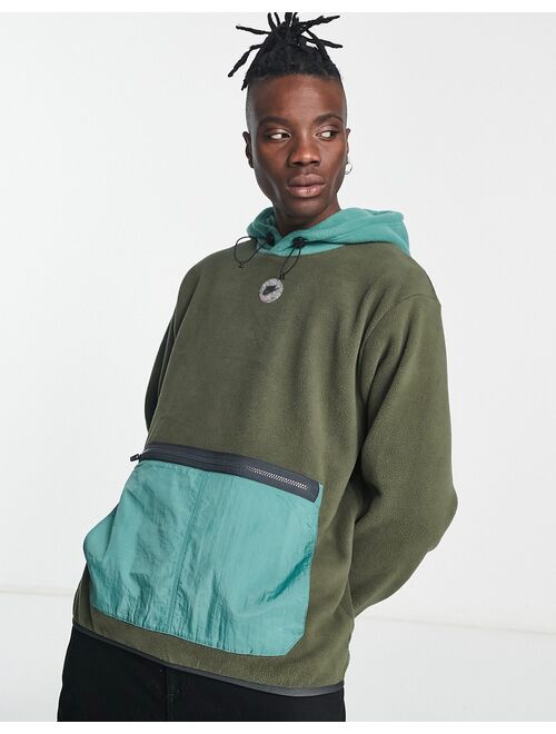 Nike Sports Utility hooded fleece in olive and blue