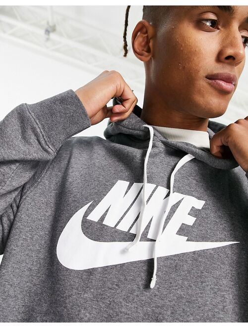 Nike Club Fleece HBR hoodie in charcoal