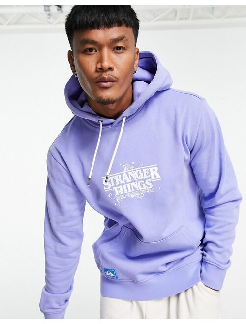 Quiksilver x Stranger Things official logo hoodie in purple