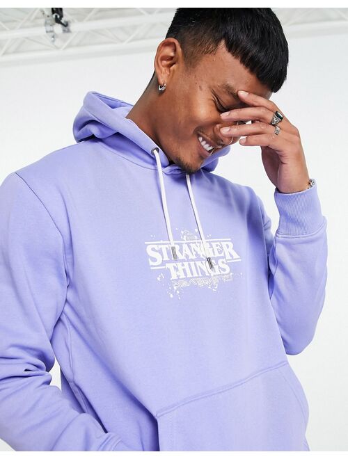 Quiksilver x Stranger Things official logo hoodie in purple