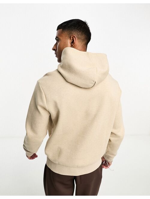 Polo Ralph Lauren central icon logo double knit hoodie in beige heather