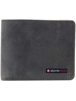Mens RFID Safe Wallet Bifold Passcase Cowhide Leather Billfold Comes in Gift Box Distressed Brown