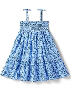 Girl's Sky Blue Spaghetti Strap Floral Dress (Big Kids)