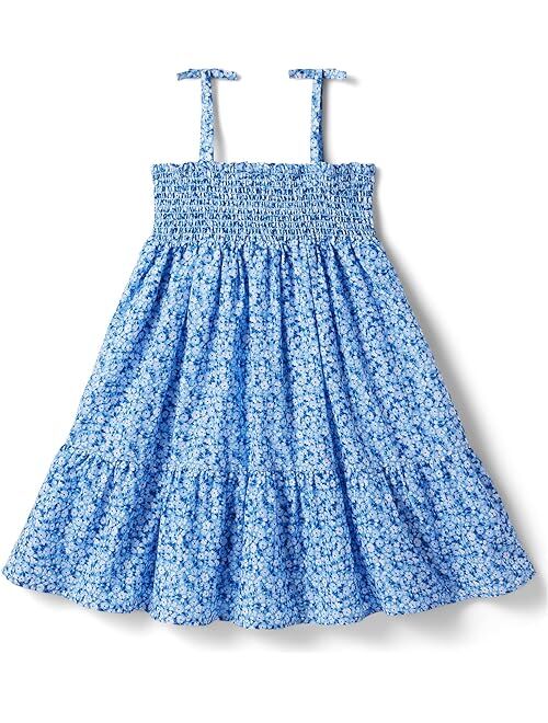 Janie and Jack Girl's Sky Blue Spaghetti Strap Floral Dress (Big Kids)