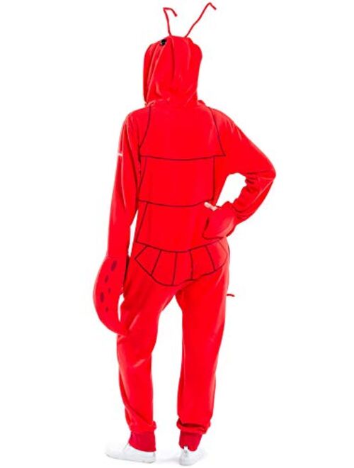 Tipsy Elves Halloween Womens Lobster Costume - Red Adult Onesie for Women - Adjustable Hood Antenna and Foam Claws