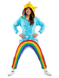 Funny Halloween Rainbows Costume Jumpsuit for Women Funny Multicolored Rainbow Power Stance