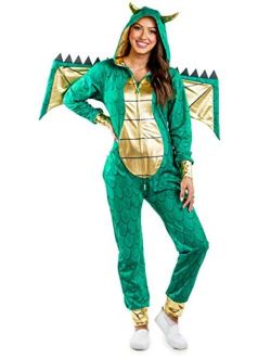 Women's Dragon Costume - Green Mythic Monster Halloween Jumpsuit