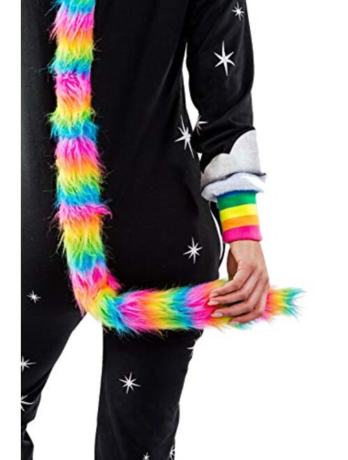 Tipsy Elves Costume Jumpsuit - Hooded Unicorn Onesie Halloween Costume for Women with Rainbow Tail