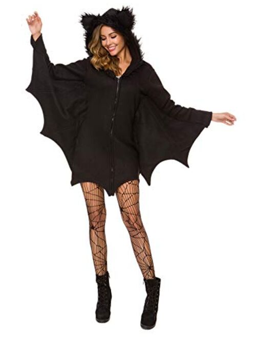 Halfjuly Halloween Costume for Women Bat Cozy Black Animal Adult Cosplay Vampire Zipper Dress