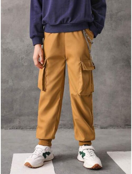 Shein Tween Boy Flap Pocket Side Cargo Pants