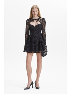 corded-lace long-sleeve dress