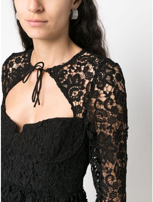 Self-Portrait corded-lace long-sleeve dress