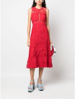 floral-lace sleeveless midi dress