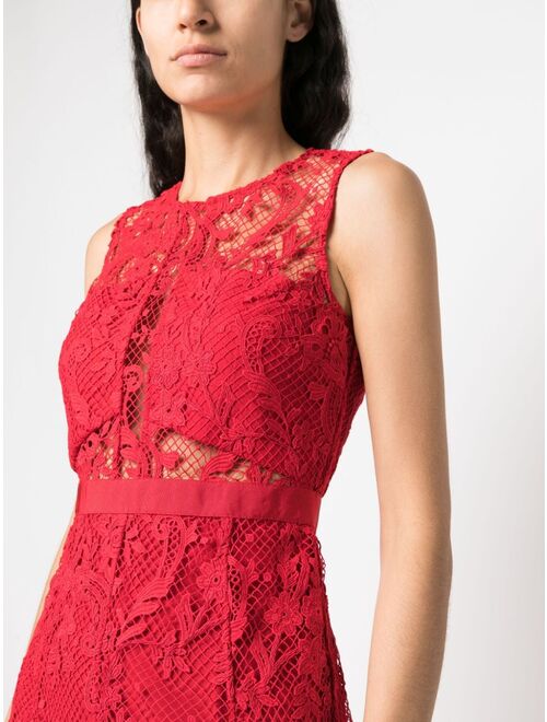 Self-Portrait floral-lace sleeveless midi dress