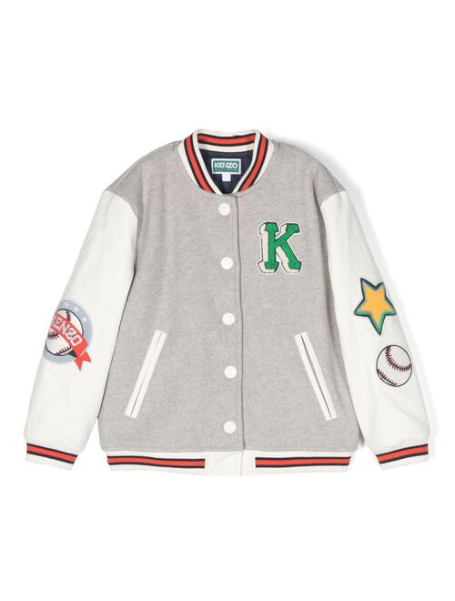 Kenzo Kids logo-embroidery varsity bomber jacket