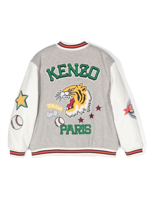 Kenzo Kids logo-embroidery varsity bomber jacket