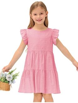Girls Summer Dress Sleeveless Casual Crewneck A-Line Dresses for 5-12 Years Kids