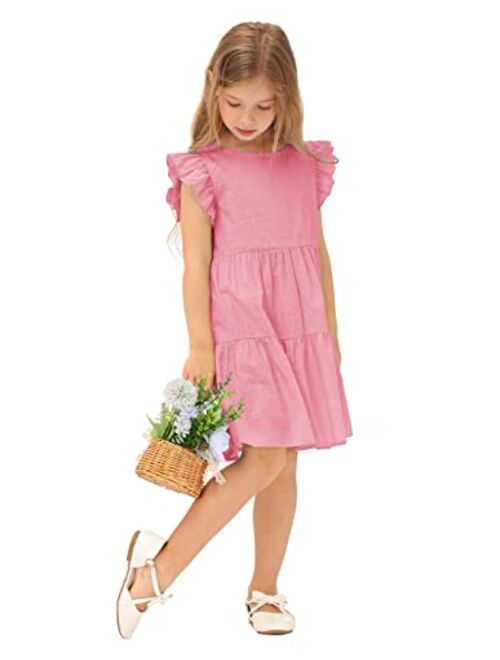 GRACE KARIN Girls Summer Dress Sleeveless Casual Crewneck A-Line Dresses for 5-12 Years Kids