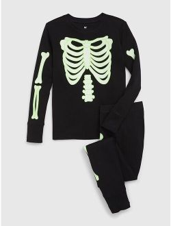 Kids 100% Organic Cotton Glow-in-the-Dark Skeleton PJ Set