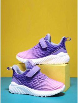 Shein Girls Ombre Hook-and-loop Fastener Strap Sneakers For Outdoor