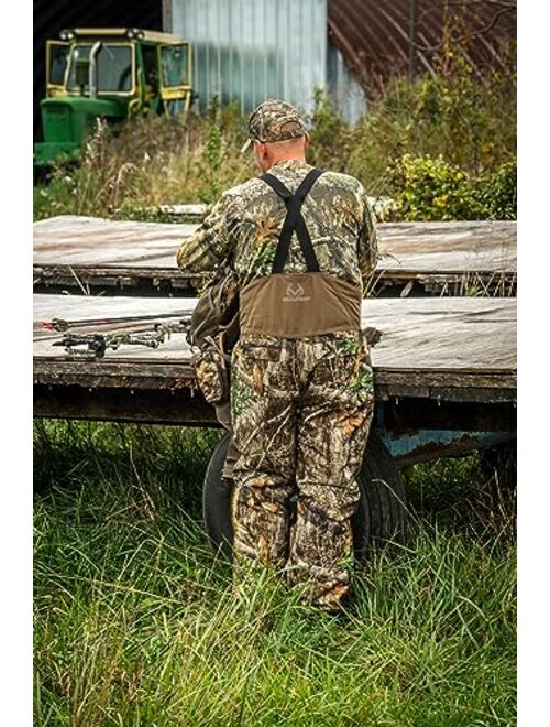 Realtree Men's Edge/Timber Camo Hunting Insulated Waterproof Windproof Breathable Midweight Super Warm Bibs Coveralls