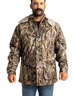 Men's Edge/Timber/Max-7 Camo Hunting Insulated Cold Weather Parka Jacket - Wind-proof, Mid-weight and Super Warm