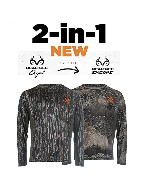 Realtree Men's Camo Hunting Reversible Long Sleeve Performance Shirts | Limited Edition