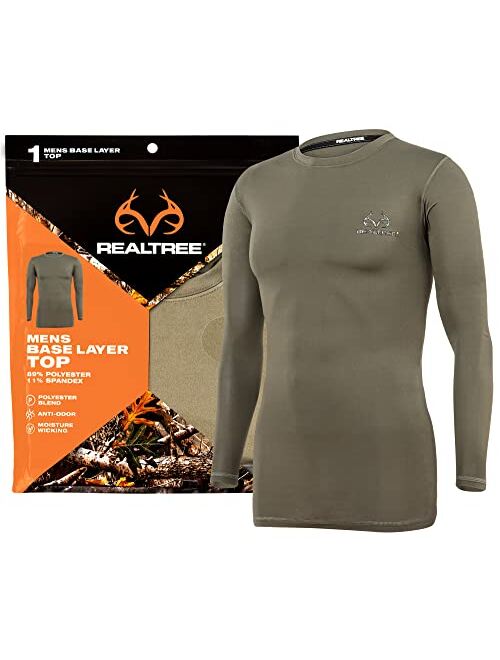 Realtree Base Layer Thermal Underwear for Men - Hunting Gear, Cold Weather Long Sleeve Shirt Long Johns Top