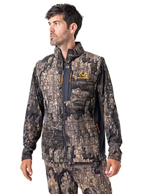 Realtree Men's EDGE/Timber Camo and Blaze Orange Hunting Reversible Puffer Vest Jacket, Water Repellent (M-5XL)