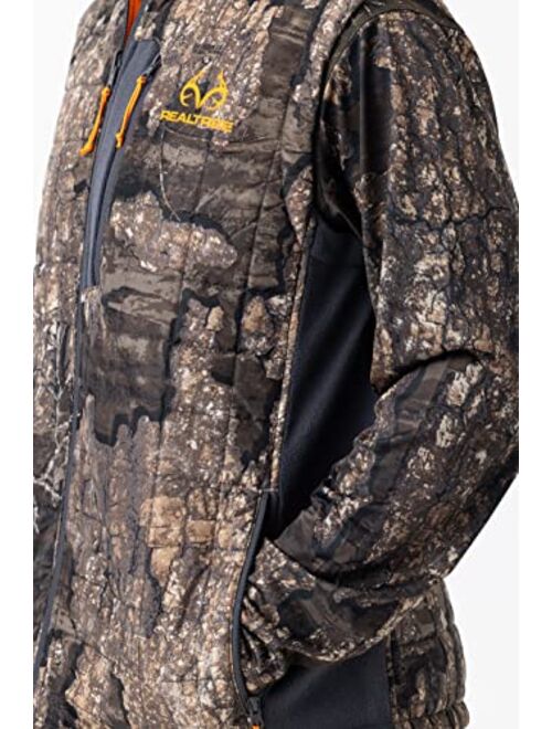 Realtree Men's EDGE/Timber Camo and Blaze Orange Hunting Reversible Puffer Vest Jacket, Water Repellent (M-5XL)