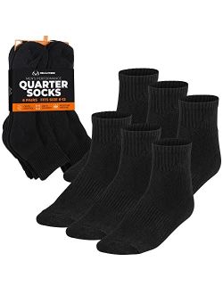 Cushioned Black Mens Socks Crew or Long for Work- Size 6-12