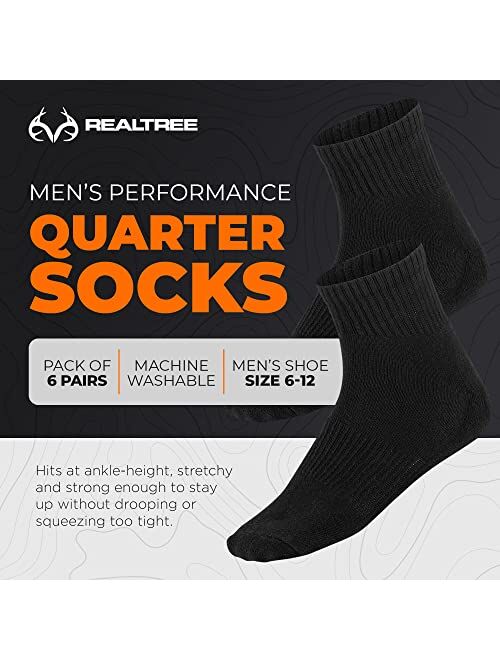 Realtree Cushioned Black Mens Socks Crew or Long for Work- Size 6-12