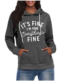 VILOVE Funny Sweatshirts for Women Its Fine Im Fine Everything is Fine Shirts Inspirational T-Shirt Cute Sayings Tee Tops