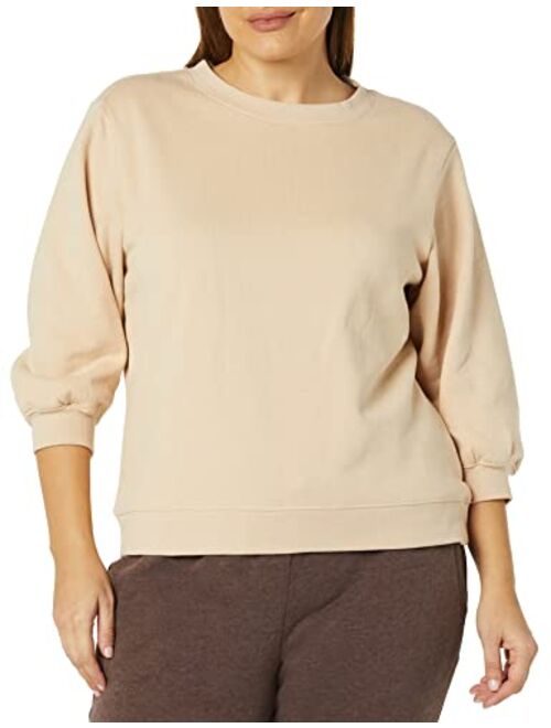 Amazon Essentials Women's French Terry Fleece Sleeve Detail Crewneck Sweatshirt