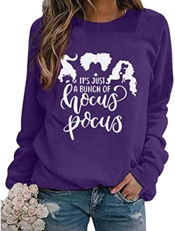 Hebbe Hocus Pocus Sweatshirt For Women Halloween Sweatshirt Funny Sanderson Sisters Long Sleeve Pullovers Sweatshirts Tee Tops