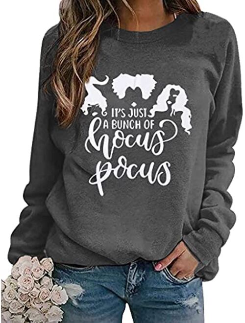 Hebbe Hocus Pocus Sweatshirt For Women Halloween Sweatshirt Funny Sanderson Sisters Long Sleeve Pullovers Sweatshirts Tee Tops