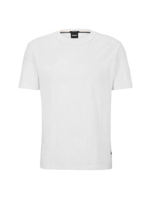 BOSS BY HUGO BOSS Men's Mercerised-Cotton Hounds Tooth Jacquard T-shirt