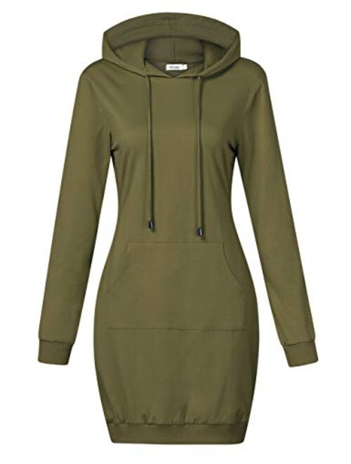 MISSKY Women's Pullover Hooded Kangaroo Pocket Sweatshirt Casual Hoodie Dress