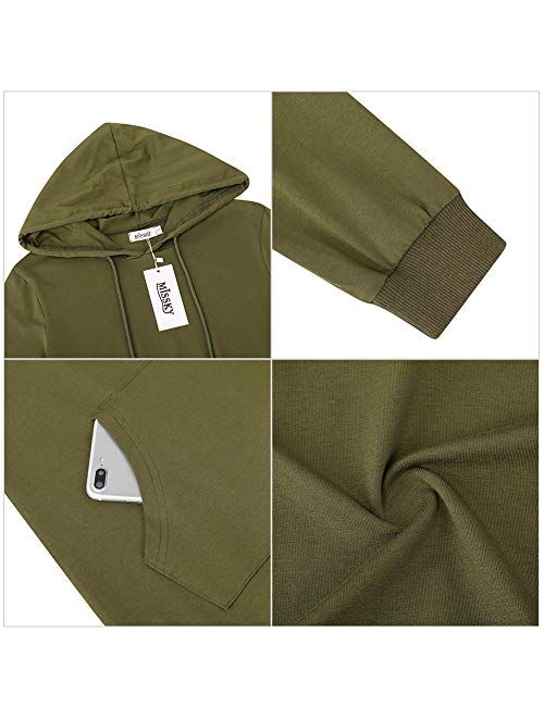 MISSKY Women's Pullover Hooded Kangaroo Pocket Sweatshirt Casual Hoodie Dress