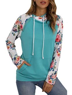 Barlver Women's Casual Hoodies Color Block Long Sleeve Drawstring Sweatshirts 1/4 Zip Pullover Lightweight Tops with Pocket