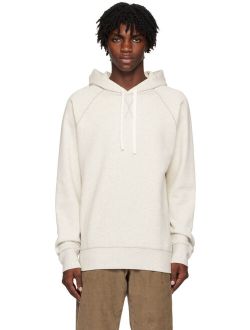 Sunspel Off-White Contrast Stitching Hoodie