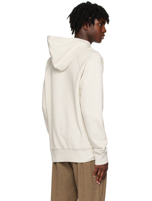 Sunspel Off-White Contrast Stitching Hoodie
