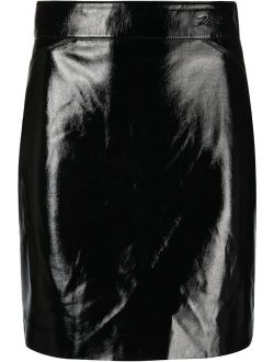 patent faux-leather skirt