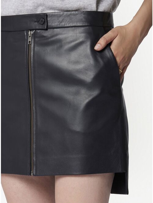 Equipment zip-up leather skirt