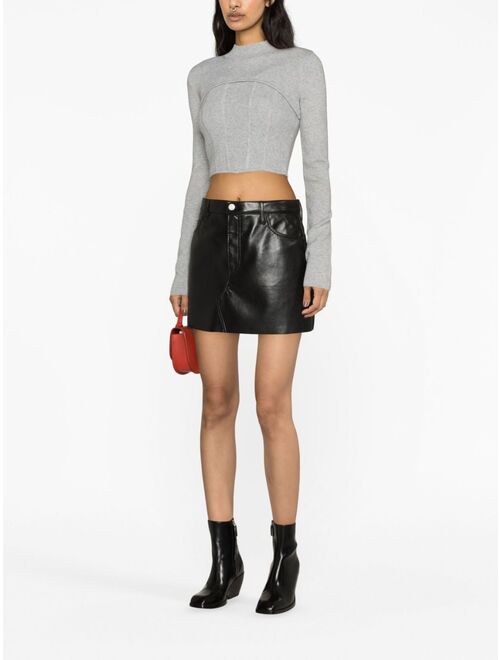 FRAME high-waist leather mini skirt