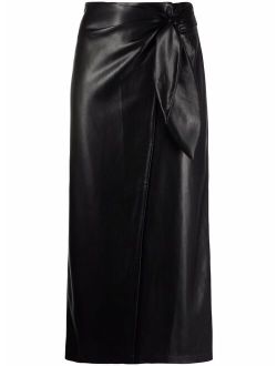 Nanushka vegan-leather wrap skirt