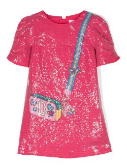 Kids graphic-print sequinned dress